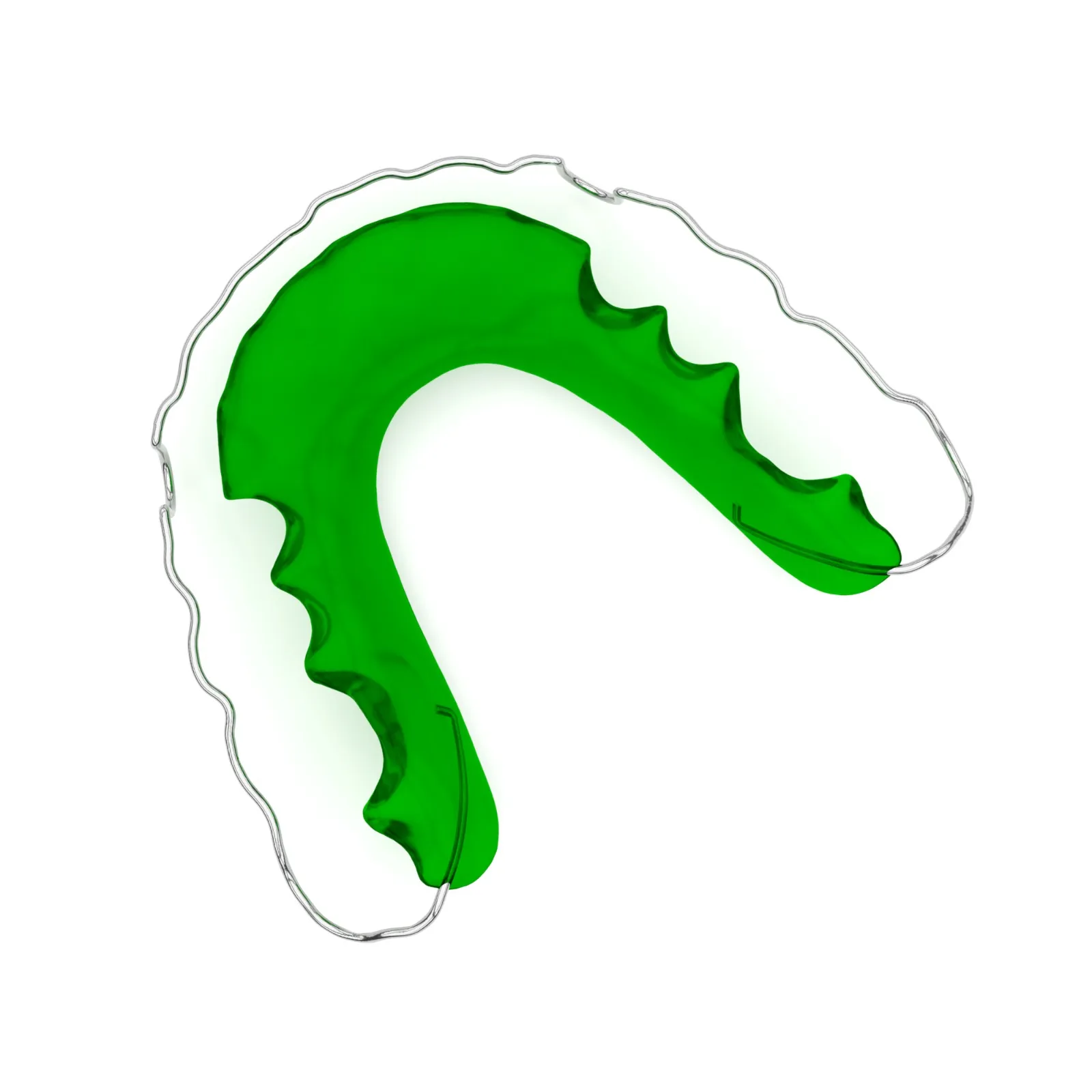 Contenție ortodontică cu acrilic verde și arc metalic